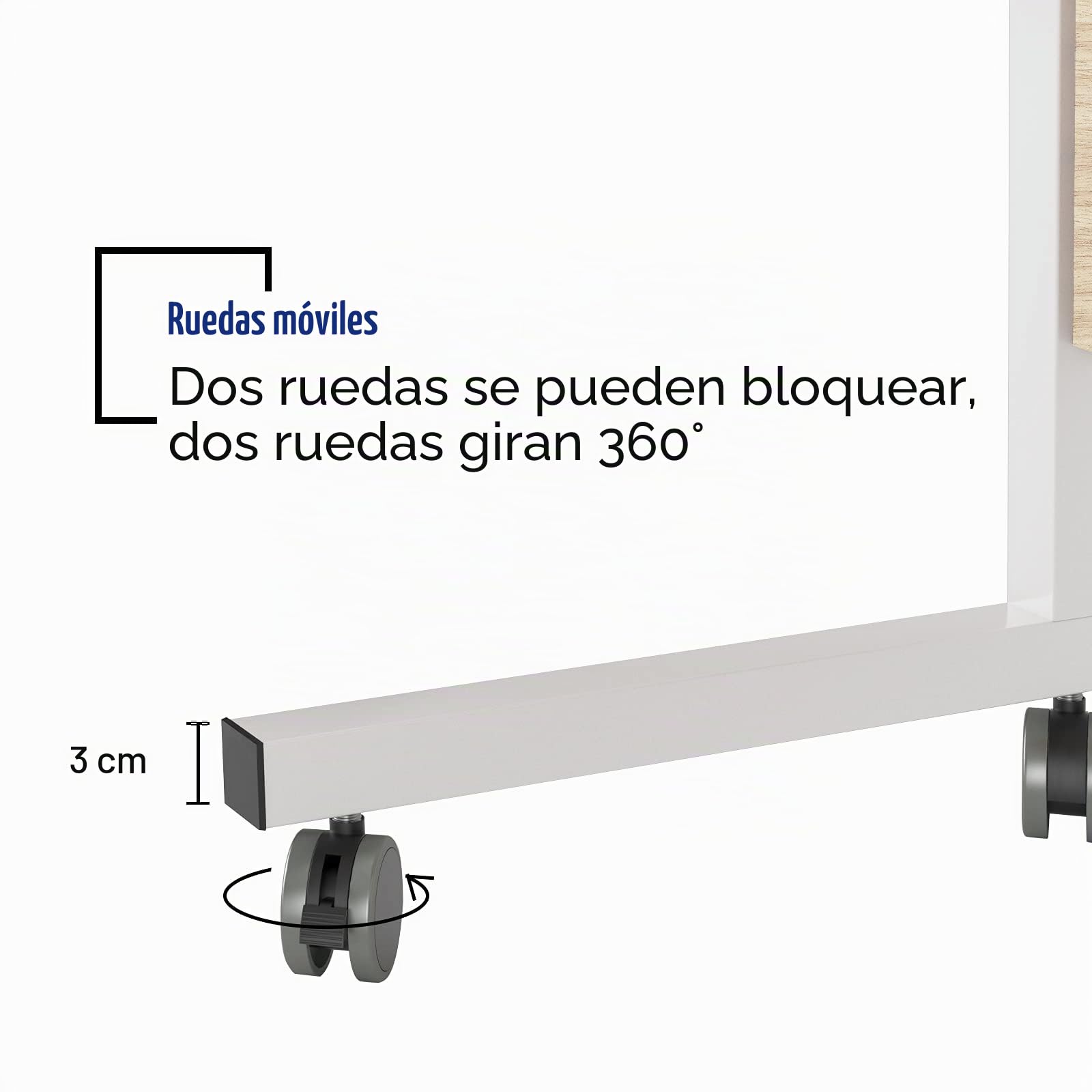SogesHome Mesa Auxiliar Regulable, Mesa Ajustable con Ruedas Escritorio para Ordenador Portátil para Cama, Sofá, Hospital, Enfermería, Lectura, Comidas 60 x 40 x (71-90) cm