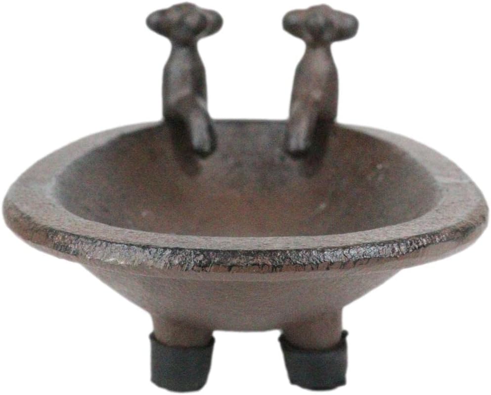Ebros Gift Cast Iron Rustic Bronze Bathtub with 2 Spout Faucets Miniature Replica 6" Long As Tray Dish Bar Soap Keys Coins Change Decorative Accent Figurine Bath Tub Western Country Cabin Home