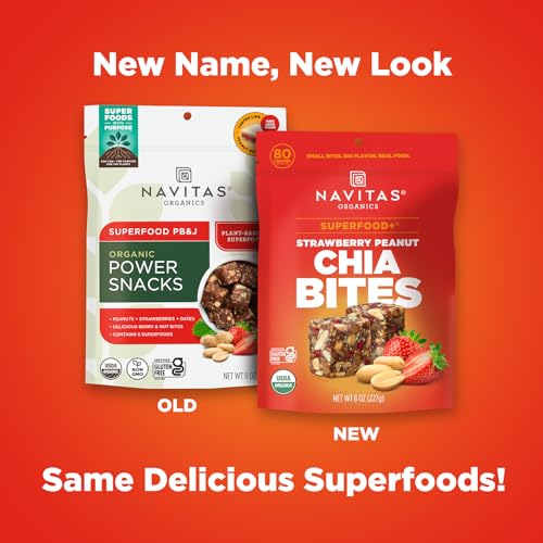 Navitas Organics Strawberry Peanut Chia Superfood+ BITES – Power Snacks – All Natural Plant Based – Clean Energy & Nutrition – USDA Organic, Non GMO, Gluten Free, Kosher, Vegan (8oz. Bag 11 Servings) - image 2