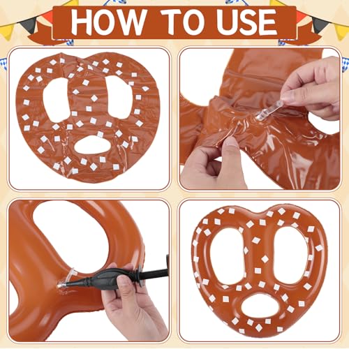 Image of Leyndo 6 Pcs Inflatable Pretzels Oktoberfest Beer Festival Party Decor Bavarian Pretzels Balloons 15 inch Oktoberfest Decorations for National Pretzel Day German October Decor Beer Gardens Party Supplies