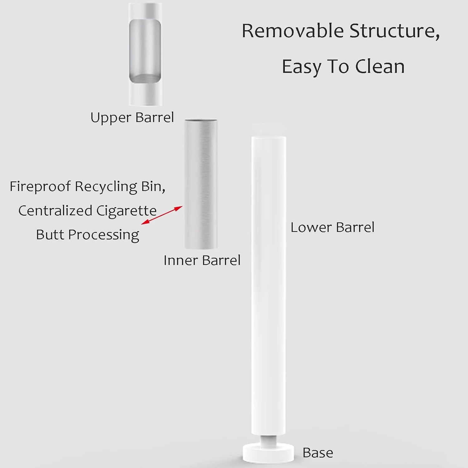 Freestanding Stainless Steel Trash Can - Outdoor Removable Design for Parks, Streets & Bus Stations, Durable & Rust-Resistant Waste Bin for Public Spaces