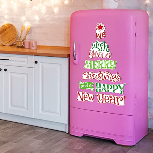 Image of Christmas Refrigerator Magnets Magnetic Christmas Tree Refrigerator Stickers Xmas Tree Fridge Magnets DIY Xmas Decorations for Metal Door Decor, 24 Inch
