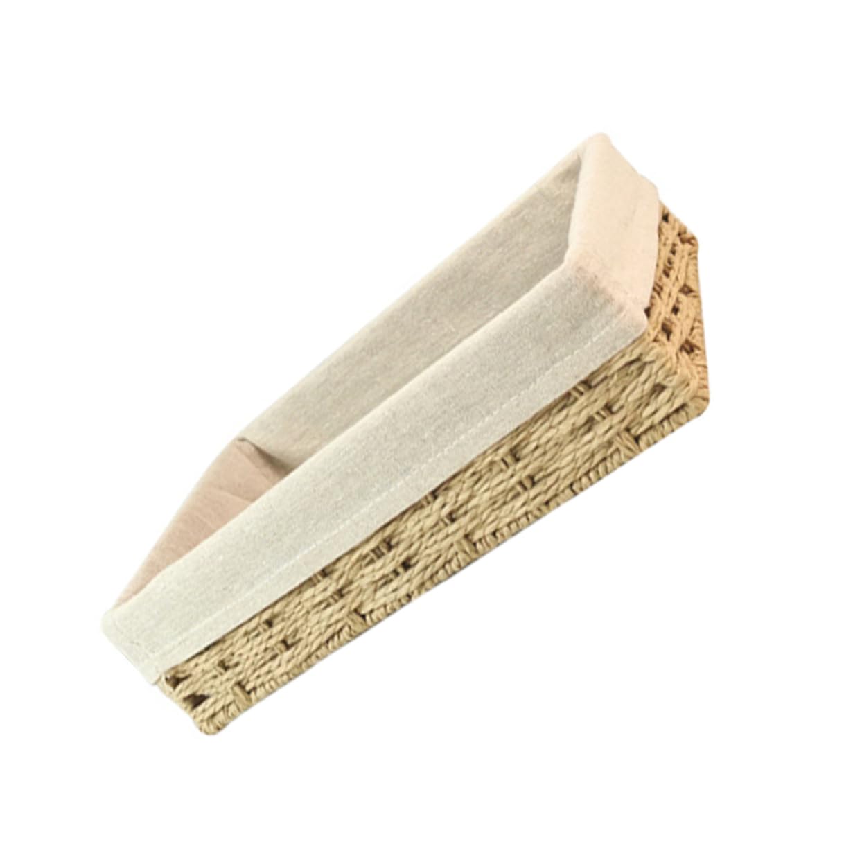 Unomor Storage Basket Rattan Vanity Tray Dining Utensils Holder Woven Serving Basket Snack Storage Household Sundries Basket Household Desktop Basket Woven Storage Organizer Beige Paper