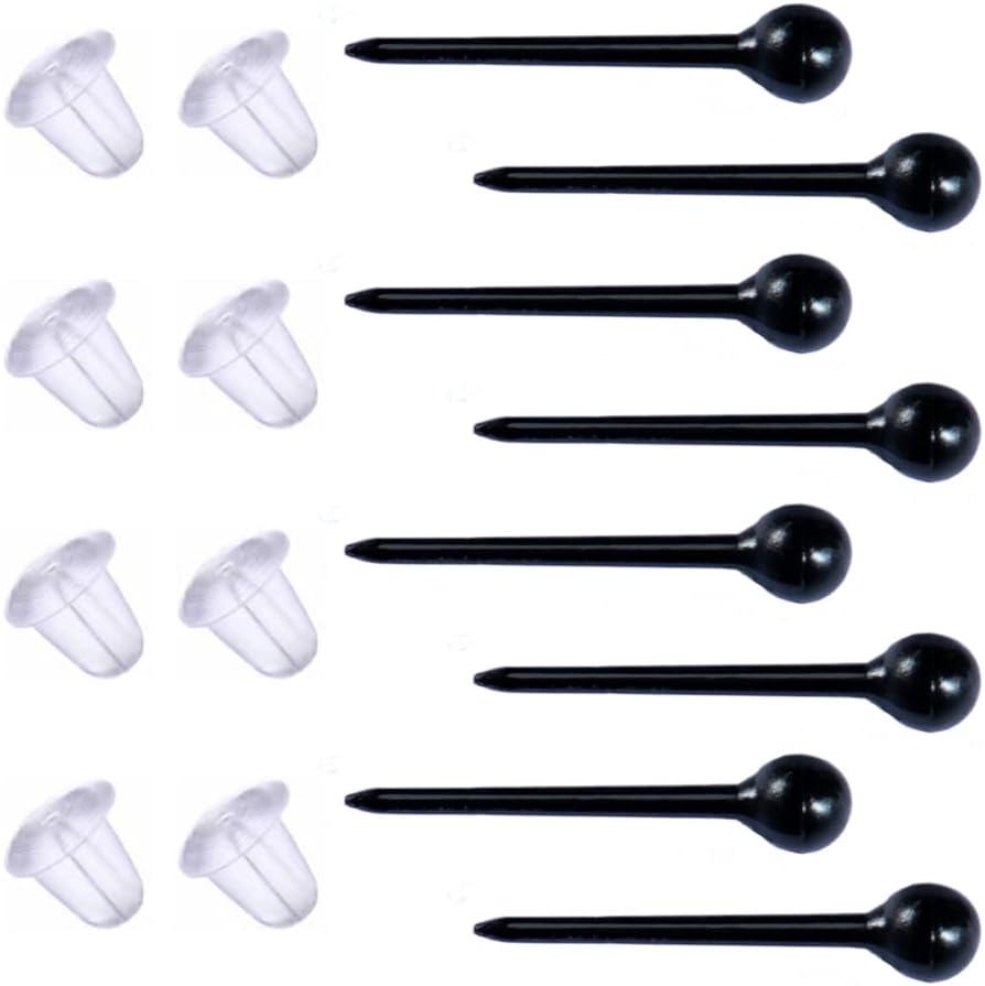 Black Plastic Earrings for Sports,300 Pairs Plastic Earring Pins and Earring Backs