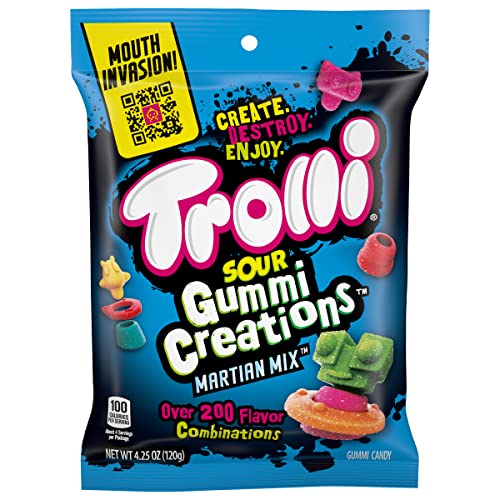 Image of Trolli Sour Gummy Creations Martian Mix, Sour Gummy Candy, 4.25 Ounce Bags (Pack of 24)