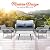 SereneLife Outdoor Living Rattan Furniture, Includes 1 Double & 2 Single Chairs with Cushion & 1 Glass-top Coffee Table 4 Piece Conversation/Chat Set (Light Grey)