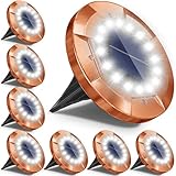 Biling Solar Ground Lights Outdoor 8 Packs, Bright 16 LEDs Solar Lights Outdoor Waterproof, Bronze Landscape Lights Solar Powered for Yard Walkway Garden Driveway (White)