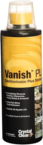 Desclorador líquido Crystal Clear Vanish Plus - Dextoxifier Plus reductor de estrés - 16 onzas trata hasta 3200 galones