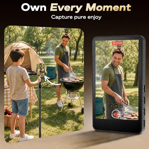Image of Synco XView Selfie Monitor Screen for iPhone 17 Series, Secure Private Wireless P2P, 4K /1080p Magnetic Back Camera Vlog Monitor with 164FT Range for YouTube TikTok (Black)