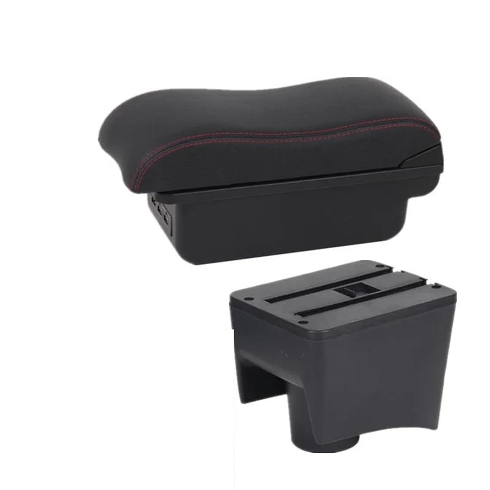 NOHEEU Car Armrest Special Storage Box Modification Parts For POLO Mk5 6R For Vento 2010-2018(B2 red line 3USB)
