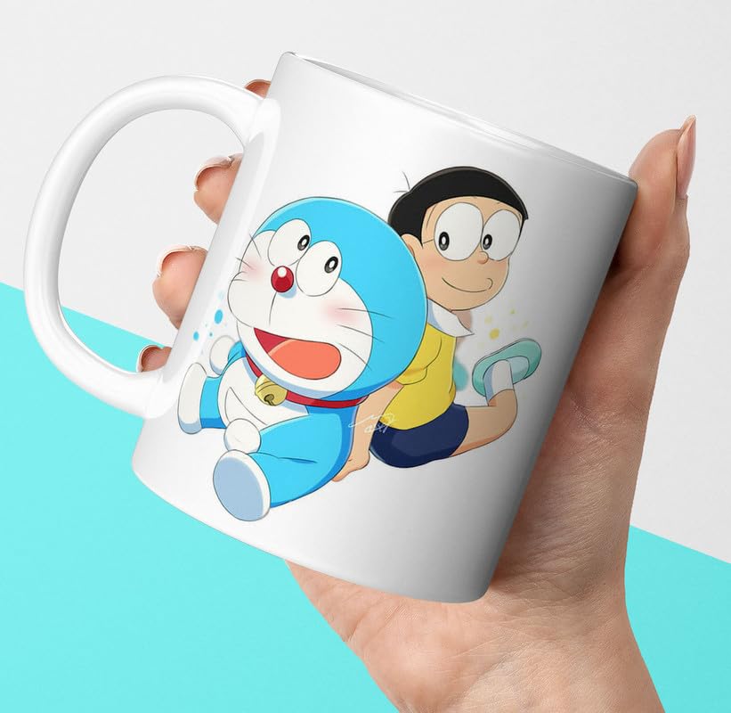 PrintingZone Compatible Print with Doraemon Mug Cartoon Printed Mug for Boy Girl Microwave Safe Ceramic Coffee Mug 350ml Pack of 1(NDM-35)