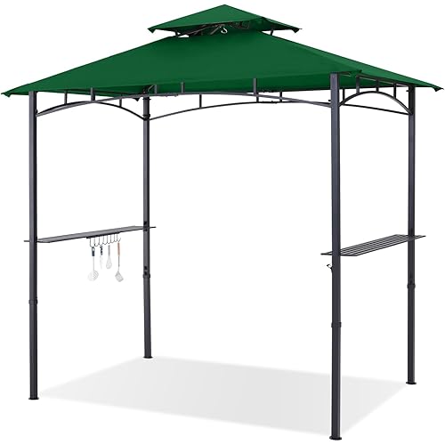 ABCCANOPY 8x5 Grill Gazebo Shelter, Outdoor BBQ Gazebo Canopy with LED Light(Forest Green)