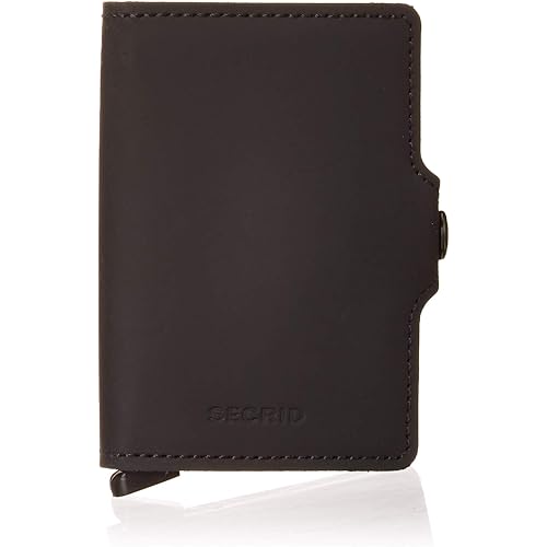 Secrid Twin Wallet Genuine Leather with RFID Protecton, Holds up to 16 Cards (Matte Black)