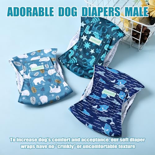 Image of wegreeco Washable Male Dog Diapers (Pack of 3) - Washable Male Dog Belly Wrap (Mustang, Medium)