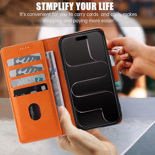 iWEOCO for iPhone 17 Air Case Wallet Genuine Leather Flip Folio Anti-Theft RFID Blocking Cash Card Slots Kickstand Strong Magnetic Clasp Closure Protective iPhone 17 Air Wallet Case (Emerald Green) by iWEOCO - Used condition - Image 4