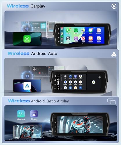 Image of 6.86 Inch Motorcycle Carplay GPS Navigation System, Android Auto Portable CarPlay Screen for Motorcycle, 【Dual Camera Video Recording】, Dual Bluetooth Car Play Moto, Si-ri, Goo-gle Assistant, EQ