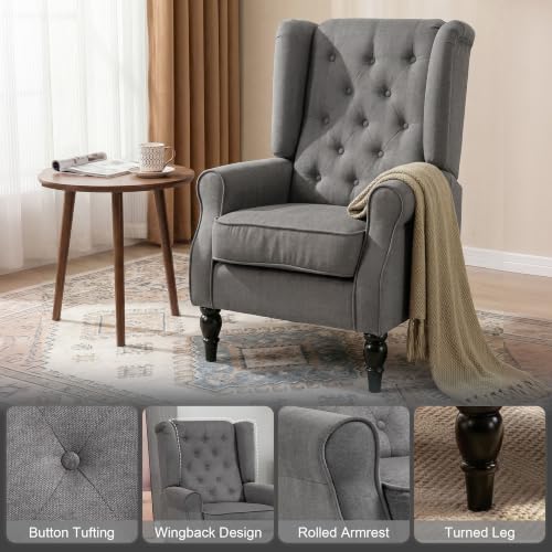 Image of HOMCOM Comfy Accent Chair for Living Room, Wingback Armchair, Dark Gray