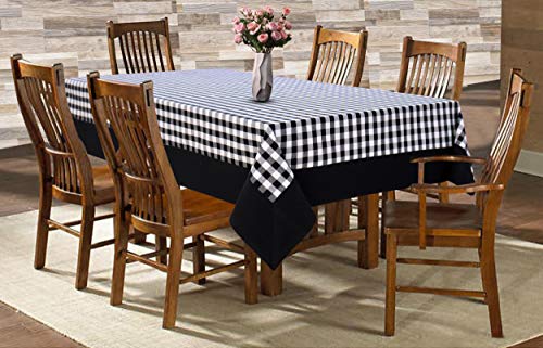 Image of AIRWILL Cotton Checkered Pattern 6 Seater Table Cloth Pack of 1 pc (Black)