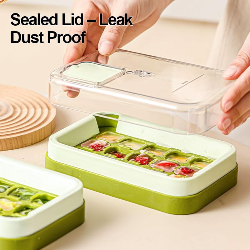 Molde para hielo de 15 cubos con tapa, verde miniatura 5
