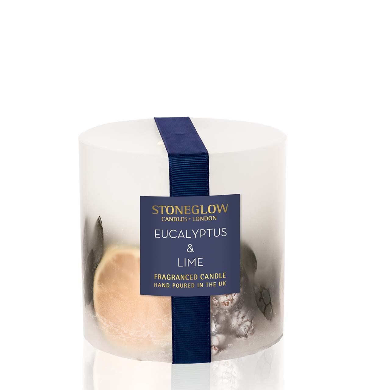 Stoneglow Lime Seasonal Collection - Eucalyptus & - Scented Candle - Inclusion Pillar