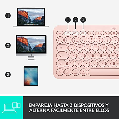 Miniatura 8 de Logitech K380 Teclado Bluetooth Multidispositivo Para Mac, Perfil Compacto, Conexión Hasta 3 Dispositivos, Teclado De Tijera, Batería De Hasta 2 Años, Macos Ios Ipados, Qwerty Español - Rosa