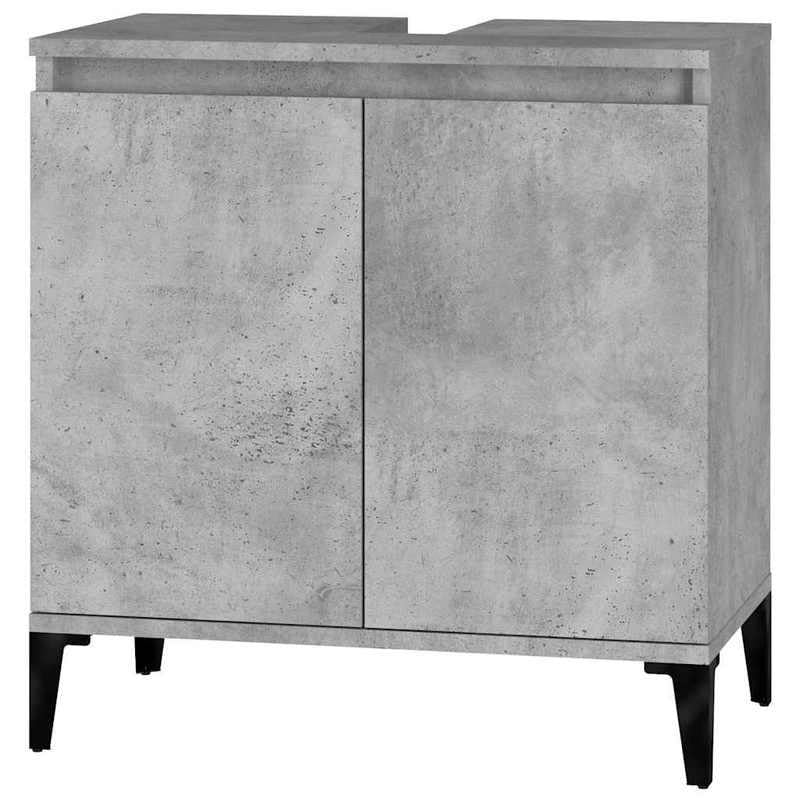 Eleganz Armario para debajo del lavabo, color gris hormigón, 58 x 33 x 60 cm, juego de muebles de baño de madera y metal, moderno y duradero para baños pequeños