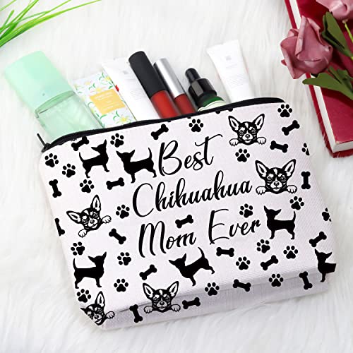 Image of GJTIM Chihuahua Mom Gift Chihuahua Owner Gift Best Chihuahua Mom Ever Chihuahua Gift Makeup Bag Animal Dog Lover Gift (Chihuahua Mom Bag)