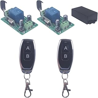 DC 12V 10A Relay Switch 1CH Wireless Remote Control Switch 433MHz Transmitter Receiver Momentary/Toggle Switch 12V Opener Garage Door keypad Universal Wireless ON Off (2 Control+2 Receiver)