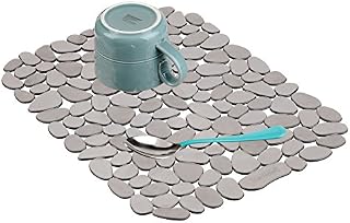 iDesign 60663 Pebblz Dish Mat, Large Plastic Sink Protector, Draining Board Mat, Graphite