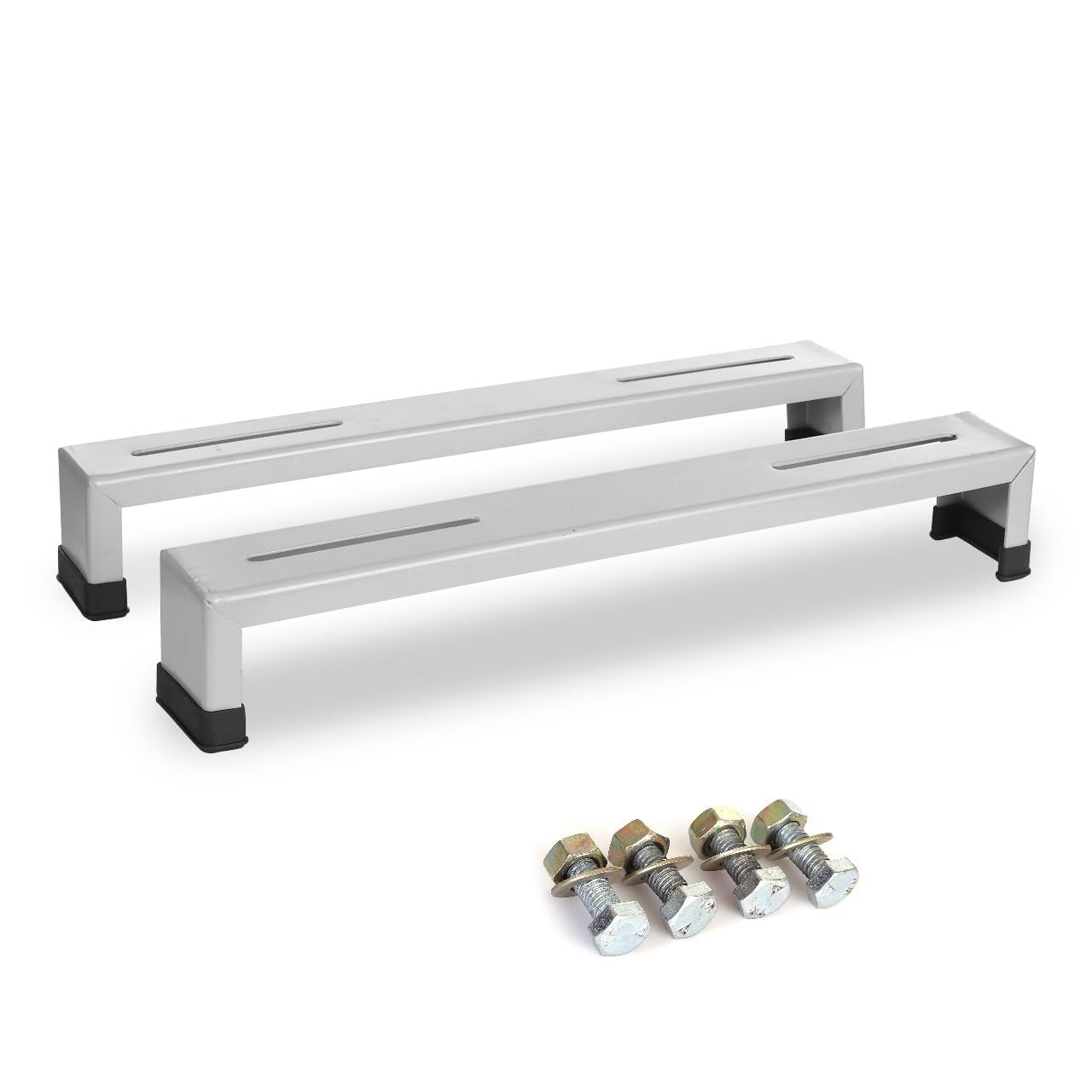 Heavy Duty AC Floor Mounting Bracket Stand White Pair | 1 to 2 Ton Capacity, Powder Coated Iron, Includes Nut Bolt, Split AC Outdoor Unit, Ground Support Channel-image-48