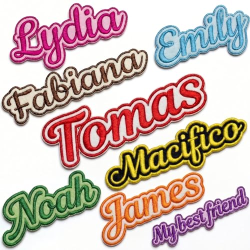 Parche Personalizado Bordado, Parche Nombre Bordado para Planchar o Coser, Custom Parches Termoadhesivos para Mochila/Uniforme Escolar/Guardería/Mascotas – Etiquetas Lavables y Duraderas 1 Pza.