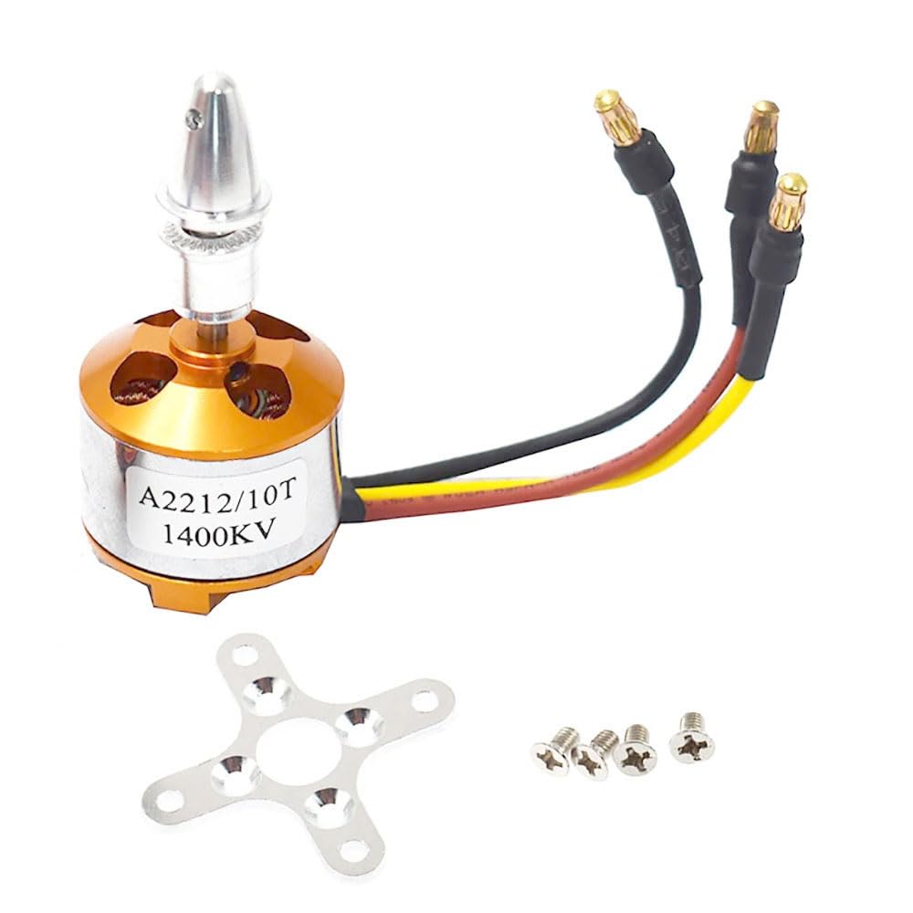 Hobbymall A2212 1400KV Brushless Motor 10T High Power Brushless Outrunner Motor for RC Aircraft/Multicopter 4/6 Axle Quadcopter(1PC)