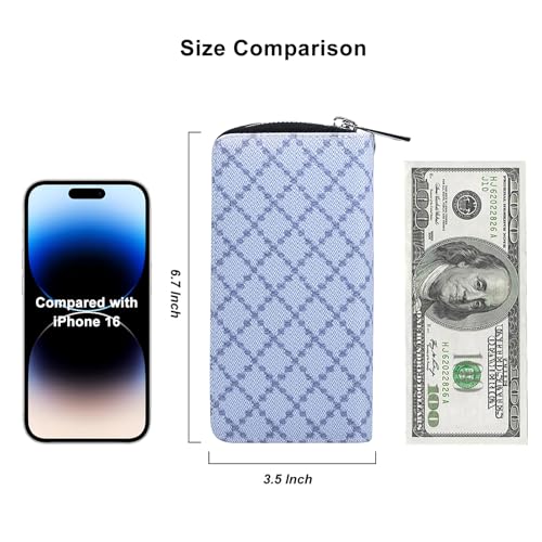 Image of Cellphone Wallet for Women Dual Zipper Long Purse with Removable Wristlet