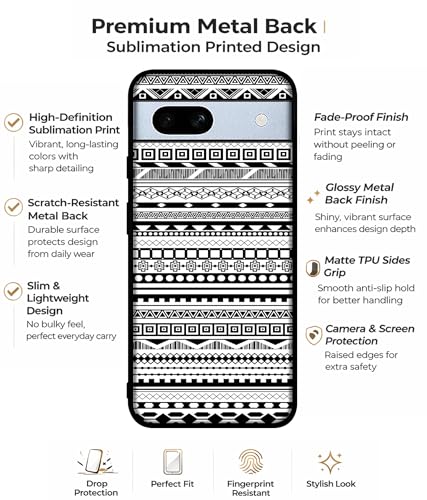 Image of Black & White Patterns Design Premium 2D Printed Metal Back Case Cover for Google Pixel 7A 5G