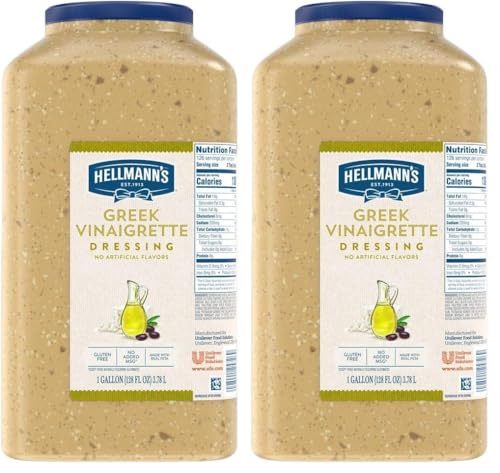 Hellmann's Greek Vinaigrette Salad Dressing Jug Gluten Free, No Artificial Flavors or added MSG, 1 gallon (Pack of 2)