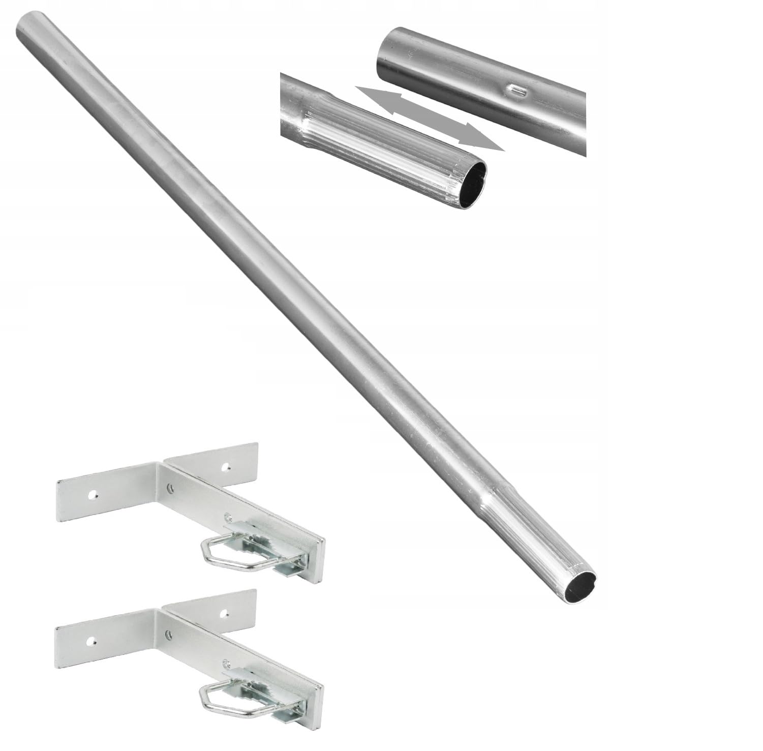 Support de balustrade 3 m 2 x 150 cm mât d'antenne + support d'angle