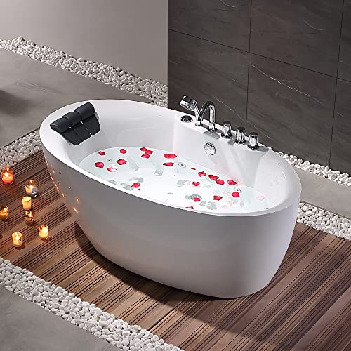 Empava 67 Inch Freestanding Whirlpool Tub -Hydromassage Gracefully Oval Shaped Stand Alone Jetted...