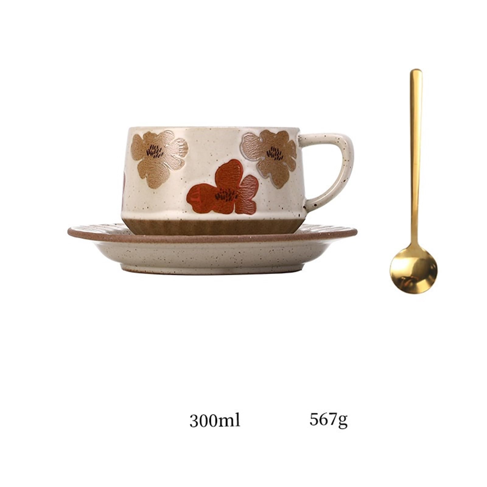 Kaffeetasse Kaffeetassen-Set Vintage Floral Milchtee Keramik mit Untertasse und Löffel Für den Hausgebrauch