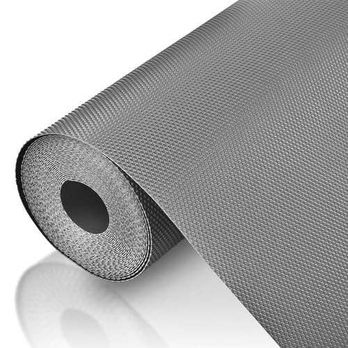 Image of DALUCI Anti Skid Fridge Mats Roll 5 Meters (45 cm x 500 cm) | Drawer Mat for Kitchen Drawers, Shelves & Wardrobe | Food Grade EVA Anti Slip Shelf Liner, Washable, Diamond Pattern, Grey