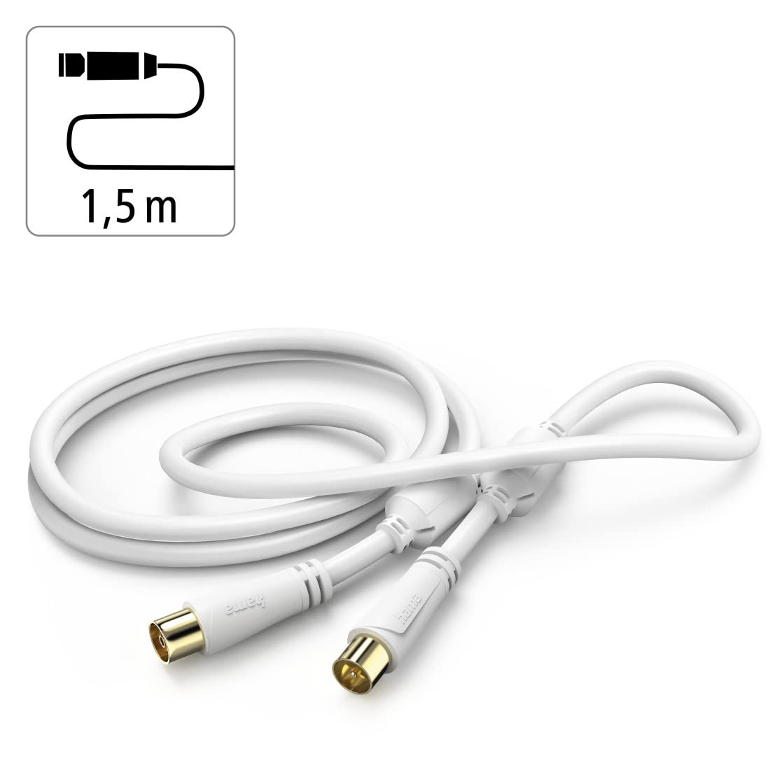 Clicktronic Antennenkabel – 2 M, Koax-Stecker/Kupplung, 95 DB Schirmung, Für Digitales TV (DVB-T/C)