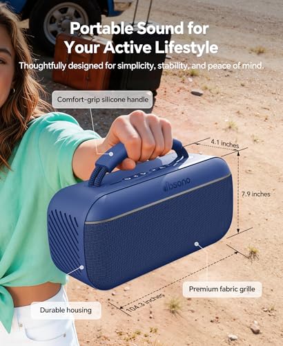 Image of dbsono Portable Bluetooth Speaker Wireless: 100W(Peak) SoundPulse 2.0 with BassBoost, Waterproof Loud Party Speakers, Unlimited Pairing, TWS for Outdoor /Indoor, Beach Vacation Essential, Blue