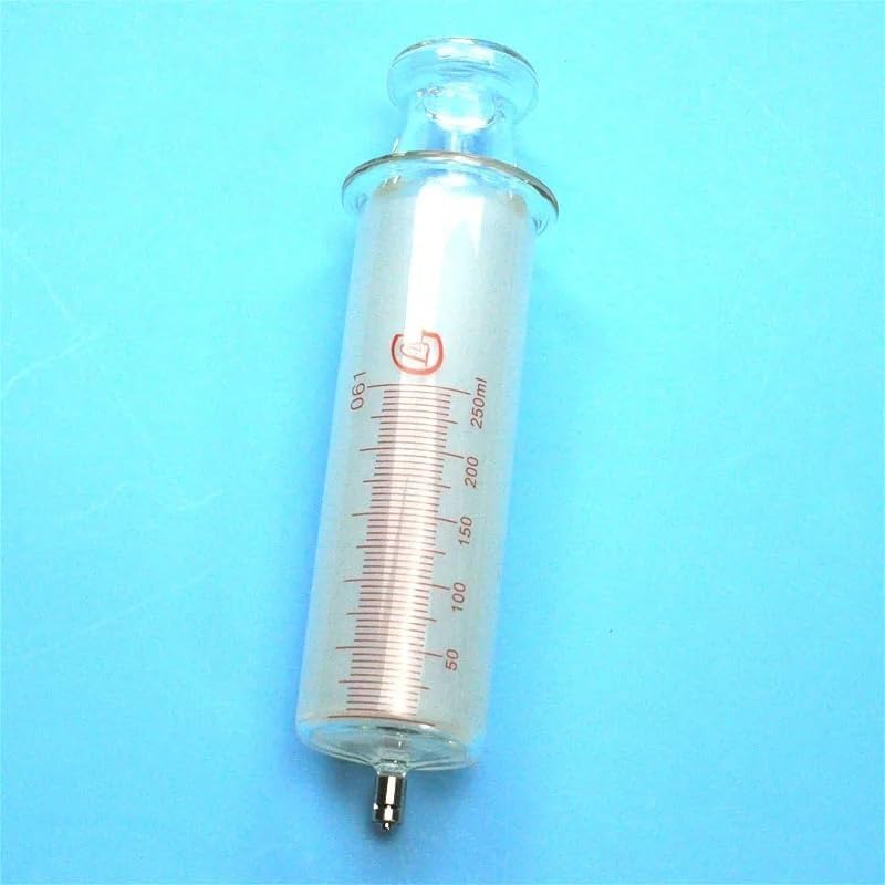 Jeringa de vidrio grande de 250 ml for laboratorio con orificio de vidrio/orificio Luer Lock, jeringa de muestreo de vidrio de 250 CC(Ruhr Locks caliber)