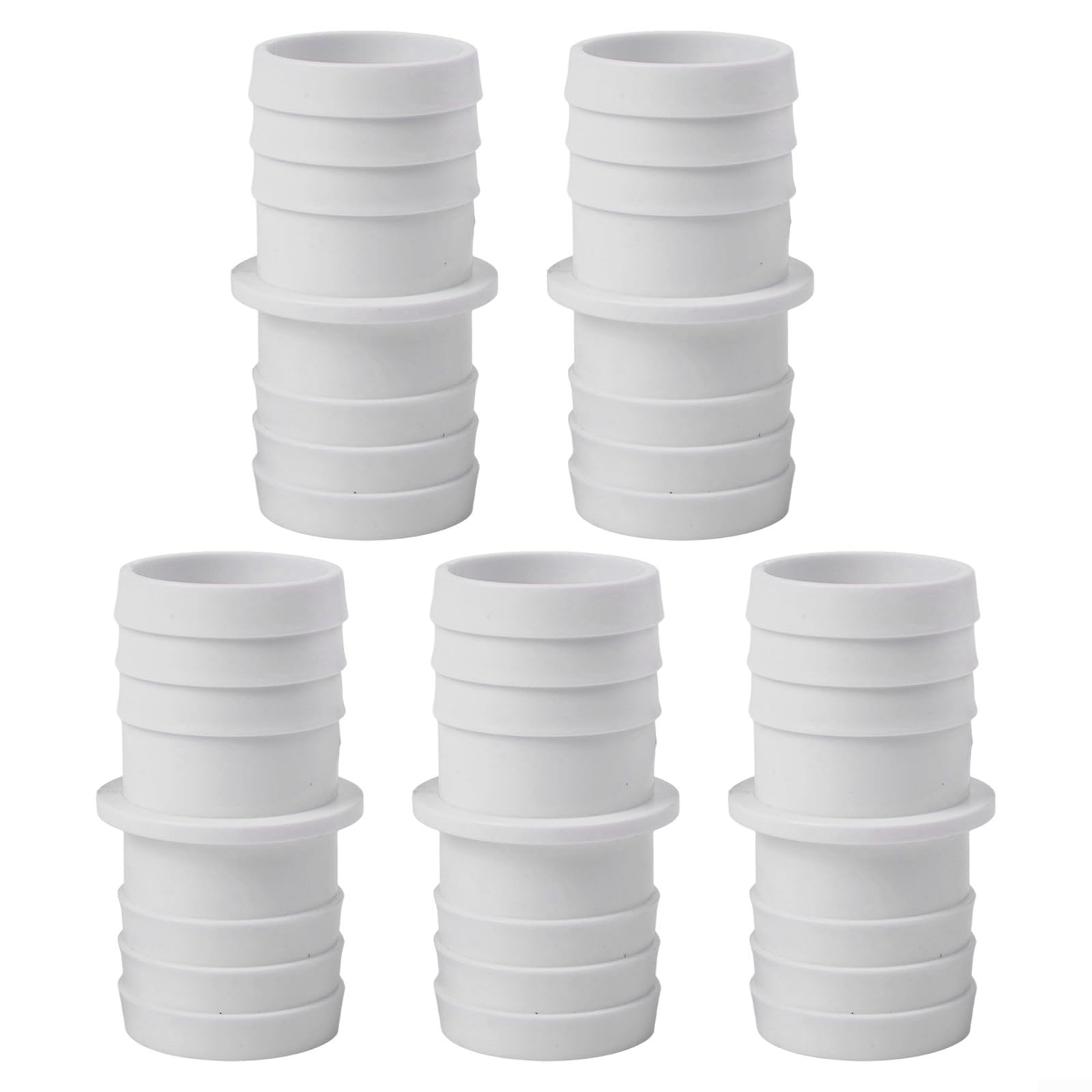Paquete de 5 adaptadores de manguera de vacío de piscina de 38 mm, conector de acoplamiento de plástico blanco para equipos de limpieza de piscinas, apto para mangueras de vacío estándar, fácil de