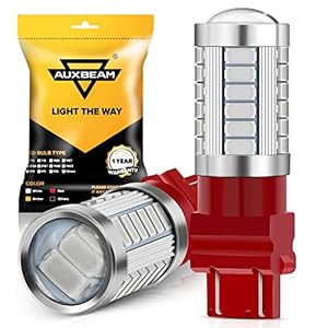 Auxbeam 3156 3157 Red LED Bulbs, Super Bright 3056 3057KX 4157K 3047K 3157LL 4057K 3457 LED Brake Stop Tail Lights Taillights for Cars Trucks Motorcycles, 3030-SMD 12V, Pack of 2