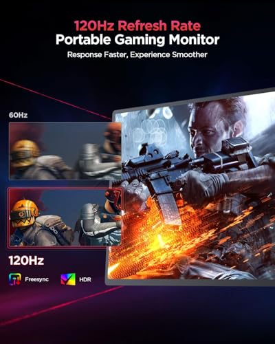 undefined UPERFECT 2K 120Hz Portable Gaming Monitor, 16" 2560x1600 QHD 16:10 400 Nits Portable Monitor for Laptop w/VESA & Cover HDR FreeSync Eye Care External Second Screen for PC Phone Game Console の商品画像 2
