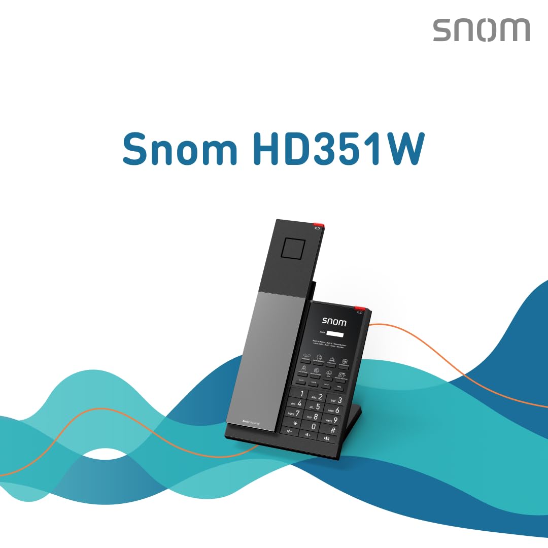 Snom HD351W DECT/WiFi - Telefono cordless con custodia antibatterica, visualizzazione di chiamata ottica, 5 dispositivi manuali, vivavoce, muto, server in Germania