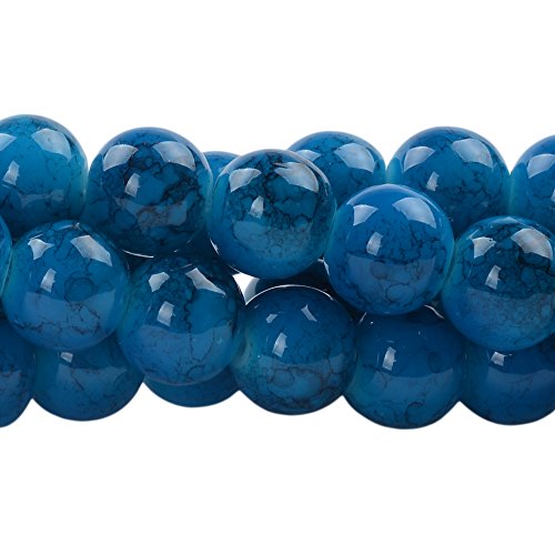 RUBYCA Round Crystal Glass Beads for Jewelry Making, Supplies for Adults Necklace Bracelet Earrings Crafts (2 Strands, 4mm, Blue)