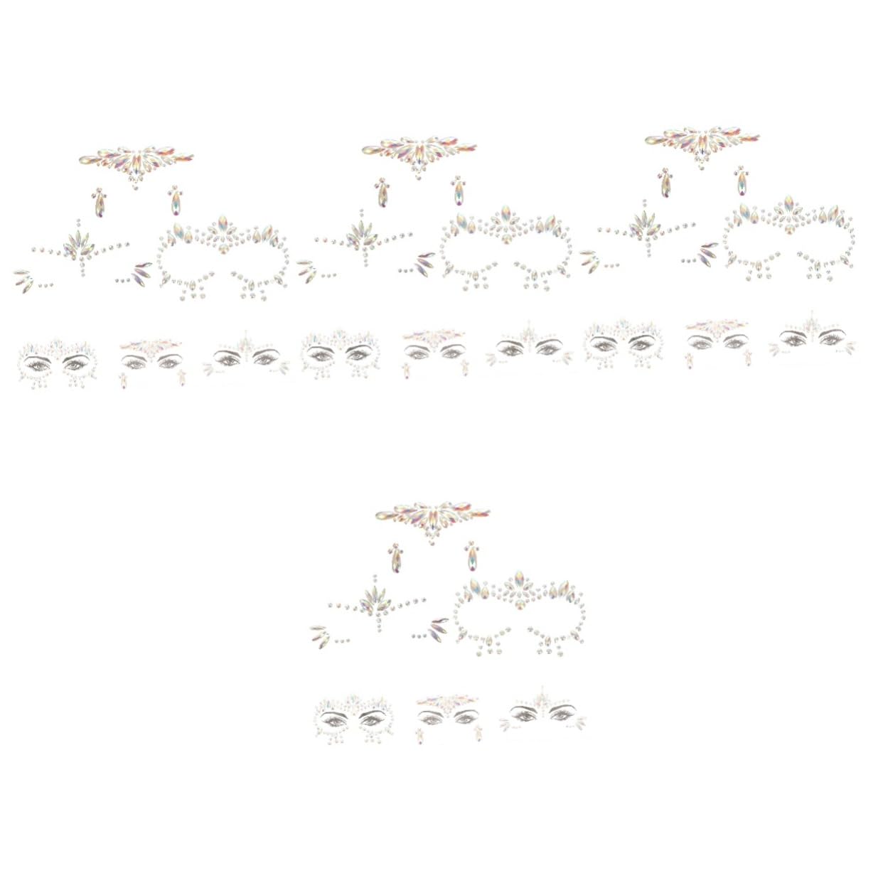 Angoily 12hojas Gemas Faciales Fluorescentes Adhesivas Para Decoración De Fiesta Tatuajes Luminiscentes Para Halloween y Eventos Especiales