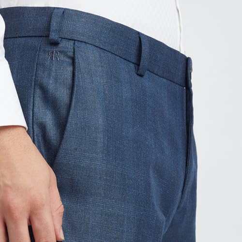 Image of Raymond Men Slim Fit Checks Pattern Polyester Blend Flat Front Formal Trouser
