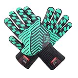 J H Heat Resistant Oven Glove:EN407 Certified 932 °F, 2 Layers Silicone Coating, Oven Mitts for Cook